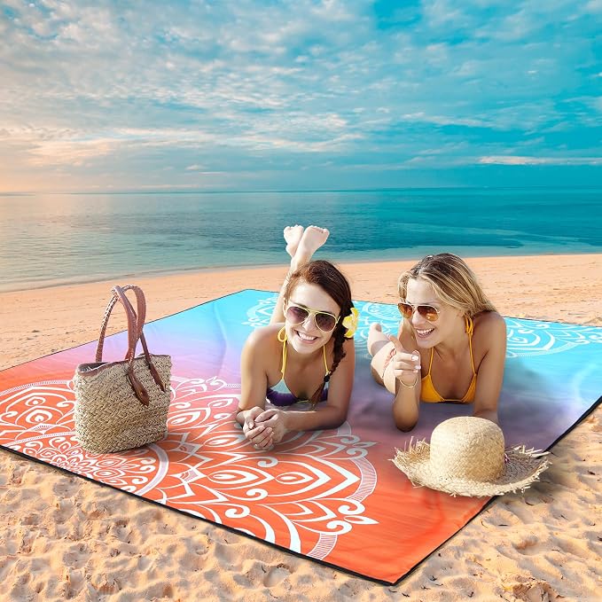 HIHOHO Beach Blanket Waterproof Sandproof Extra Large Beach Mat 79" X - Image 6