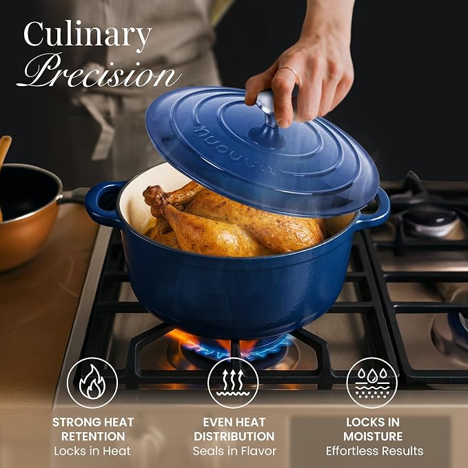 Cast Iron Dutch Oven with Lid – Non-Stick Ovenproof Enamelled Casserole Pot – - Image 6