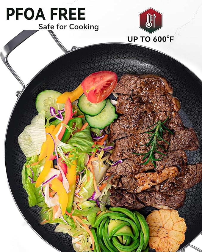 12 Inch Non-Stick Ceramic Stainless Steel Frying Pan - - Image 3