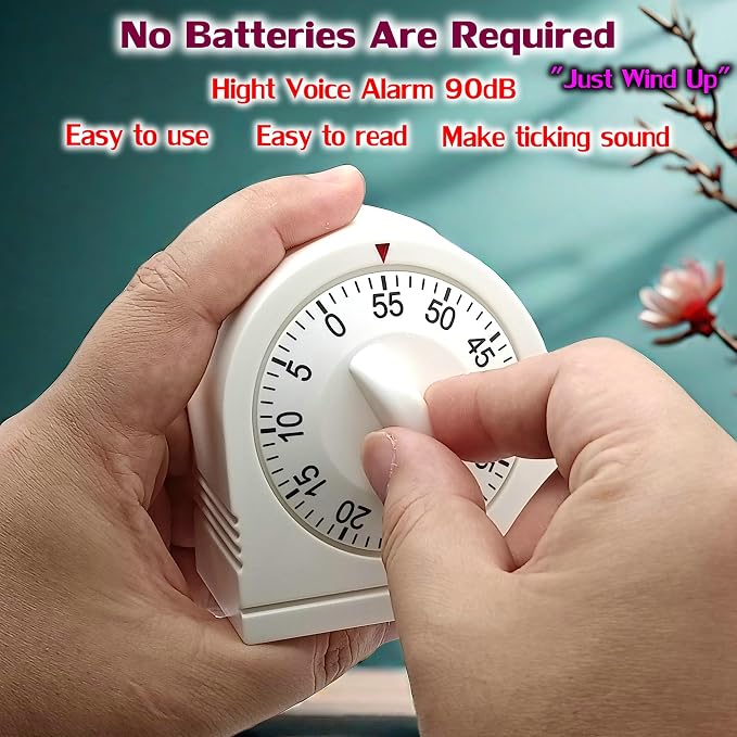 60 Minute Wind Up Timer, Visual Mechanical Timer - Image 4