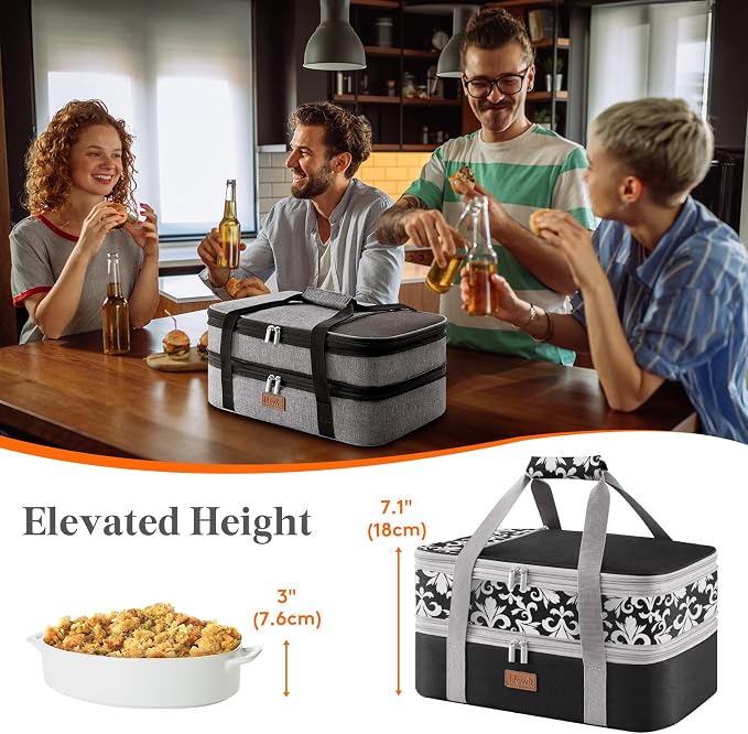 Lifewit Insulated Double Decker Casserole Carrier, Expandable Lasagna Lugger - Image 4