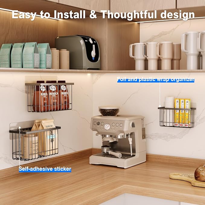 MUSTORN 3 Pack Adhesive Cabinet Door Organizer, Lid Organizers Inside Cabinet - Image 4