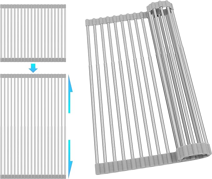 Roll Up Dish Drying Rack, Adjustable Over Sink Dish Drying Rack by romise