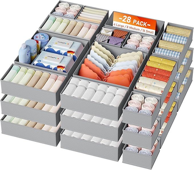 DIMJ Drawer Organizer Clothes, 28 Pack Dresser Organizer, Foldable Closet by DiMJ