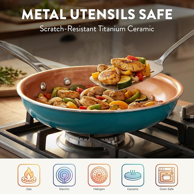 GOTHAM STEEL 20 Piece Copper Pots and Pans Set Nonstick Cookware & Ceramic - Image 4