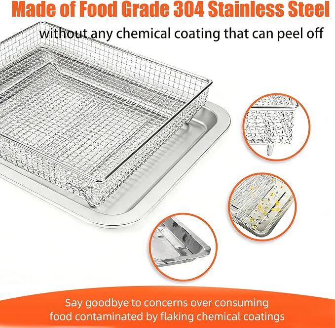 2Pcs Stainless Steel Oven Air Fryer Basket and Tray Replacement - Image 3