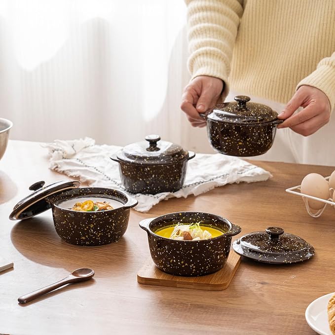 10 Oz Ceramic Mini Cocotte Set 4-Pack, Oven Safe Stoneware Casserole Dishes - Image 4