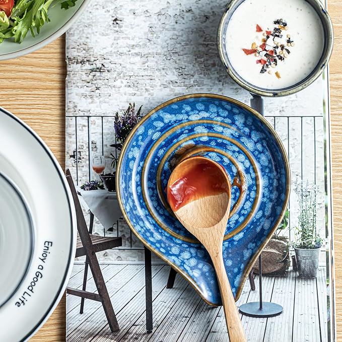 LAUCHUH Spoon Rest for Stove Top, 5” Ceramic Spoon Holder Cooking Utensil - Image 7