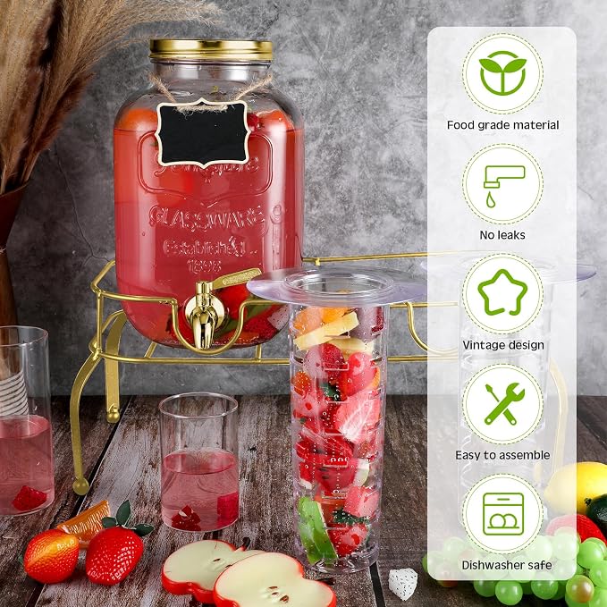 Lallisa 2 Pcs 2 Gallon Glass Drink Dispenser - Image 7