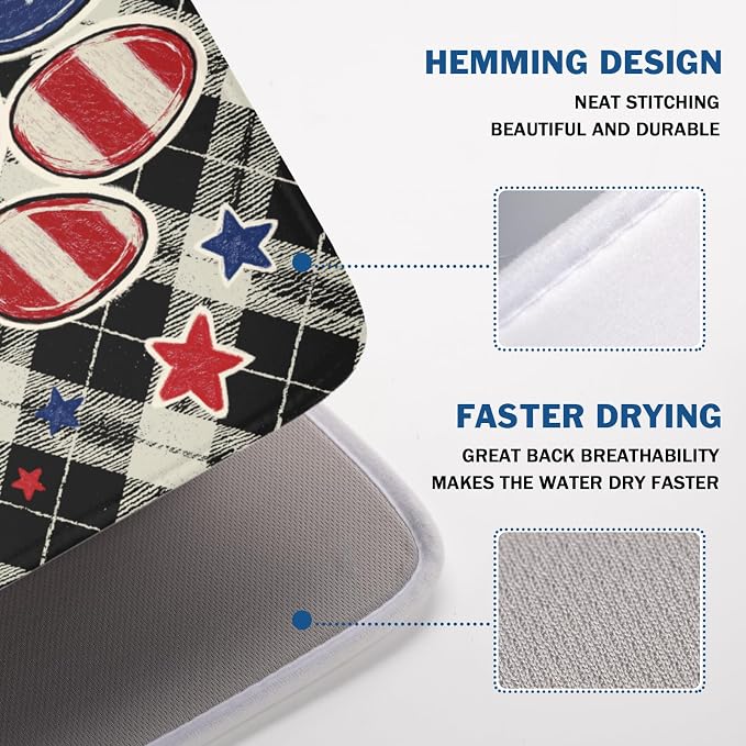 4th of July Dish Drying Mat 24x18 Inch, Patriotic Drying Mat - Image 4