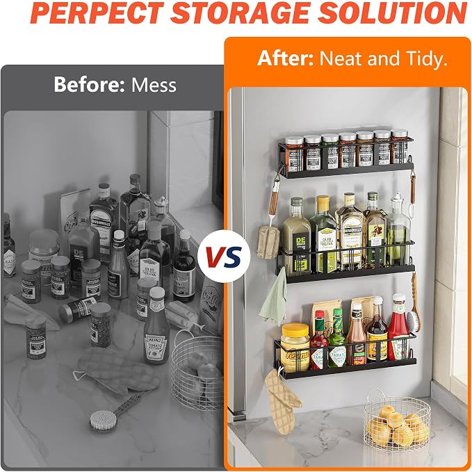 Bunoxea Spice Rack Wall Mounted 4 Pack, Space-Saving Spice Organizer - Image 7