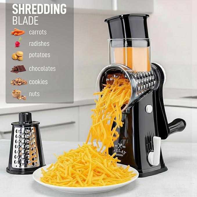Zulay Kitchen Rotary Cheese Grater 5 Blade Cheese Shredder - Image 3