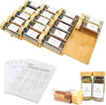 Spice Drawer Organizer with 20 Bamboo-lidded Spice Jars, 216 Labels, 25 by KitHero