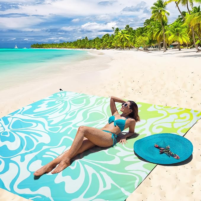 HIHOHO Beach Blanket Waterproof Sandproof Extra Large Beach Mat 79" X - Image 4