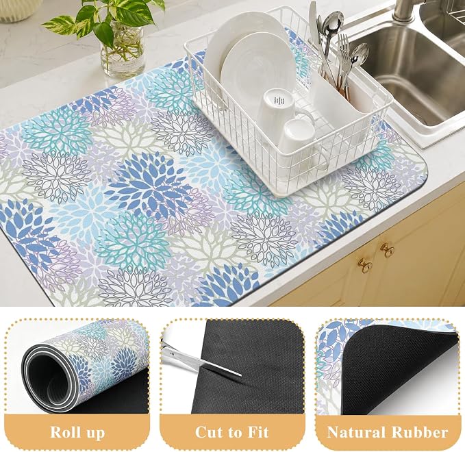 Kitchen Countertop Dish Drying Mat, Super Absorbent Coffee Bar Mat - Image 3