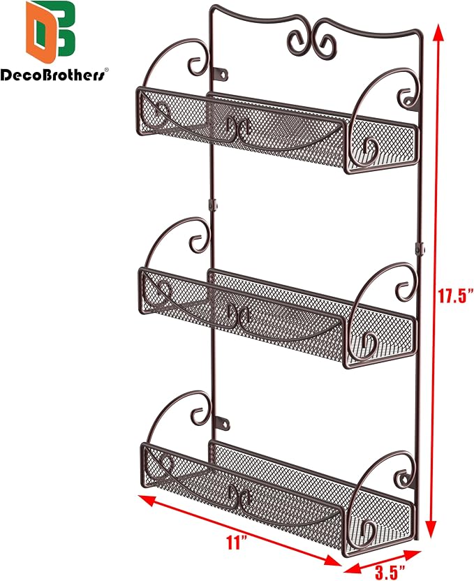 Deco Brothers 3 Tier Wall Mounted Hanging Spice Rack - Image 7