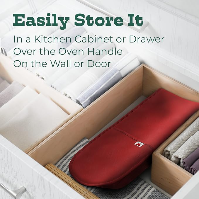 Red Double Oven Mitt Kitchen Protection - Image 8