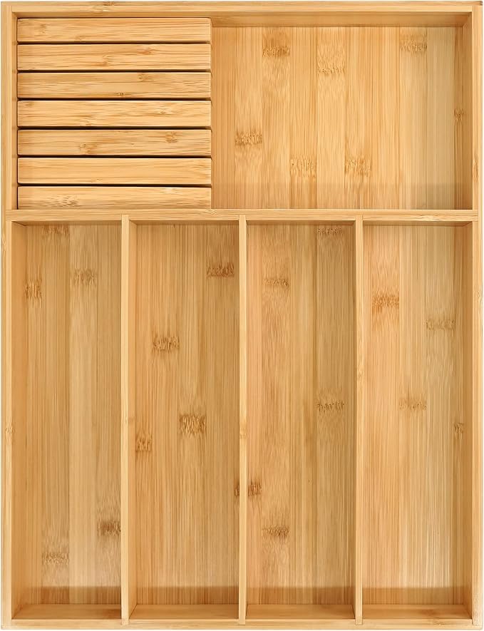 VaeFae Bamboo Silverware Organizer, Utensil Holder by VaeFaeDirect