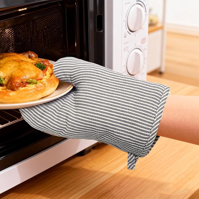 4 Pcs Oven Mitts and Pot Holders Heat Resistant Oven Mitts Sets Non Slip Oven - Image 2