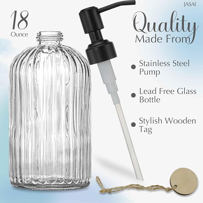 JASAI 18Oz Simple Glass Soap Dispenser - Image 2