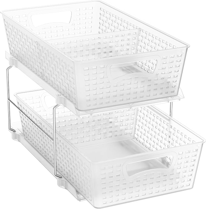 Simple Houseware 2 Tier Bathroom Organizer Tray Pull-Out Sliding by SimpleHouseware