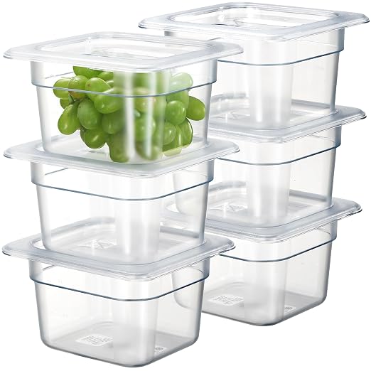 CURTA 6-Pack 1/6 Size 4" Deep NSF Polycarbonate Food Pans by CURTA