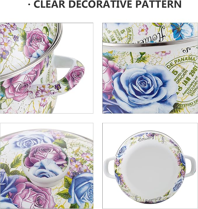 Retro Flower Enamel Stockpot - Image 4