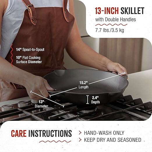 Victoria 13-Inch Cast Iron Skillet, Pre-Seasoned Cast Iron Frying Pan - Image 6