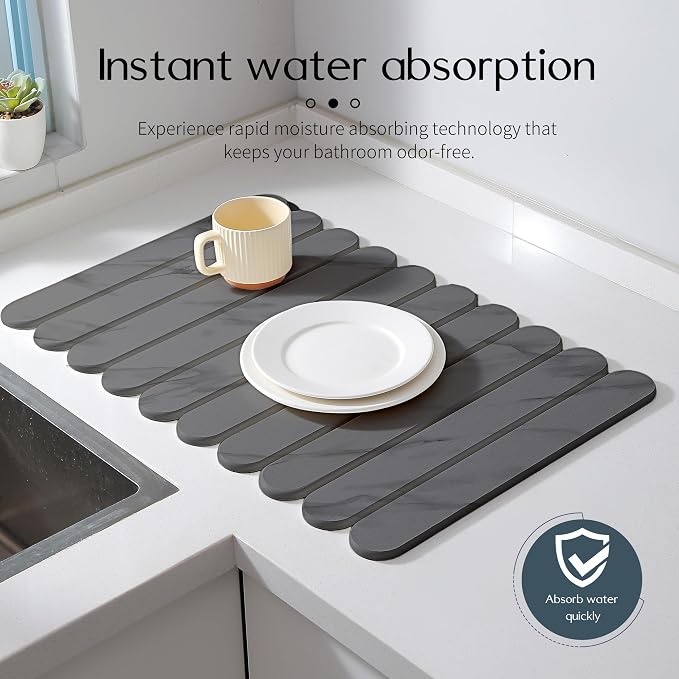 24"×16" Grey Stone Dish Drying Mats - Image 3