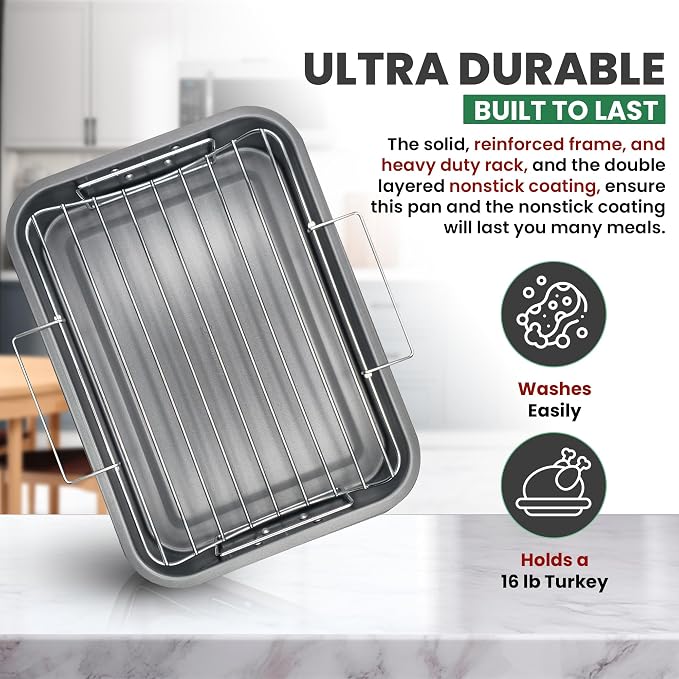 Large Roasting Pan With Rack 12” x 16” - Image 5