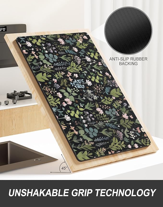 Rnivvi Dish Drying Mat for Kitchen Counter, XL 15 x 24" Cute Flower Theme Super - Image 5
