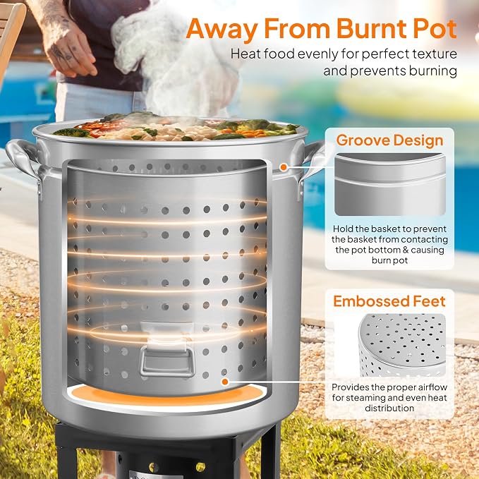 ROVSUN 82-Quart Stainless Steel Turkey Fryer & Seafood Boil Pot - Image 4