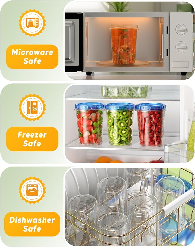 BiuLeon 6 Pack-34 oz Freezer Storage Containers, Plastic Food Storage Containers - Image 4