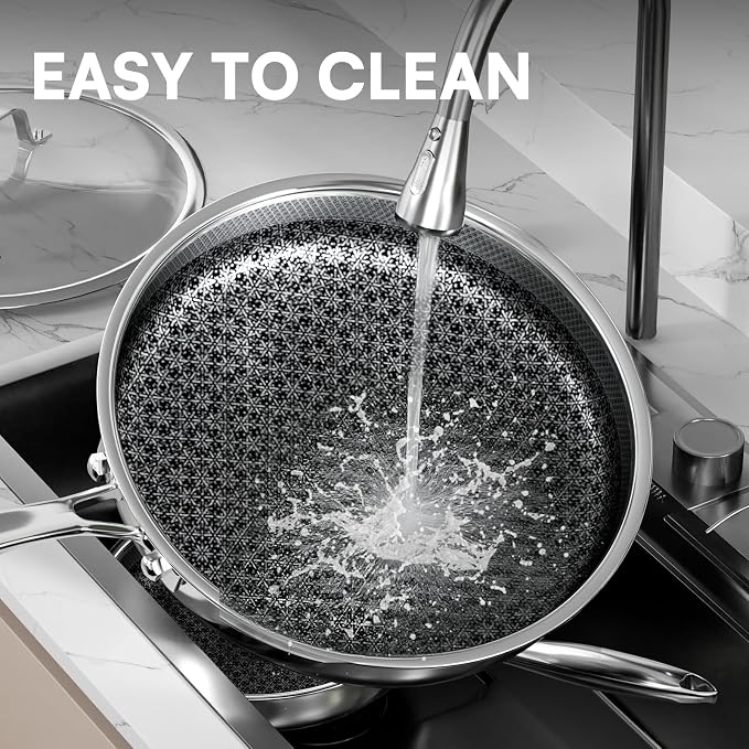 Non Stick Frying Pans with lid, 12 inch Hybrid Frying Pans Nonstick, non stick - Image 8