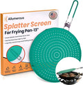 Silicone Splatter Screen for Frying Pan, 13” Green – Grease & Oil Splatter Guard by Allumerous