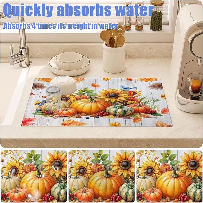 Sunflower Pumpkin Dish Drying Mat - Image 4