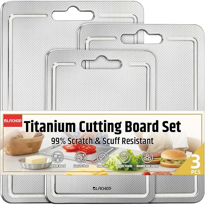 3-Piece Titanium Cutting Board for Kitchen, Double-Sided Scratch-Resistant by BLFICHOP