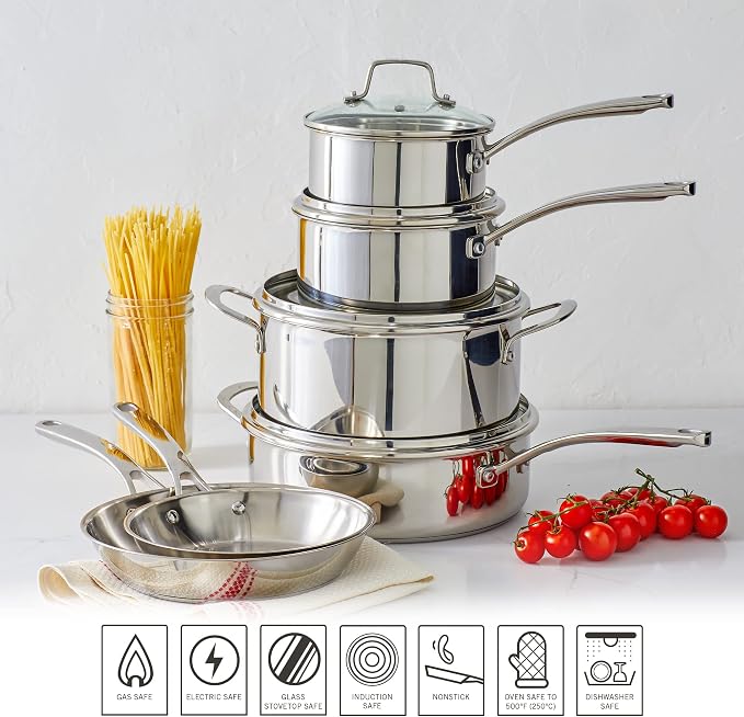 Martha Stewart Castelle 10 Piece 18/8 Durable Stainless Steel Induction Safe - Image 7