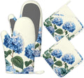 Blue Hydrangea Flower Spring Oven Mitts and Pot Holders Set of 4, Heat by Unknown