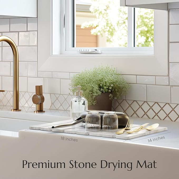 CHROME CLUB Stone Drying Mat for Kitchen Counter - Image 5