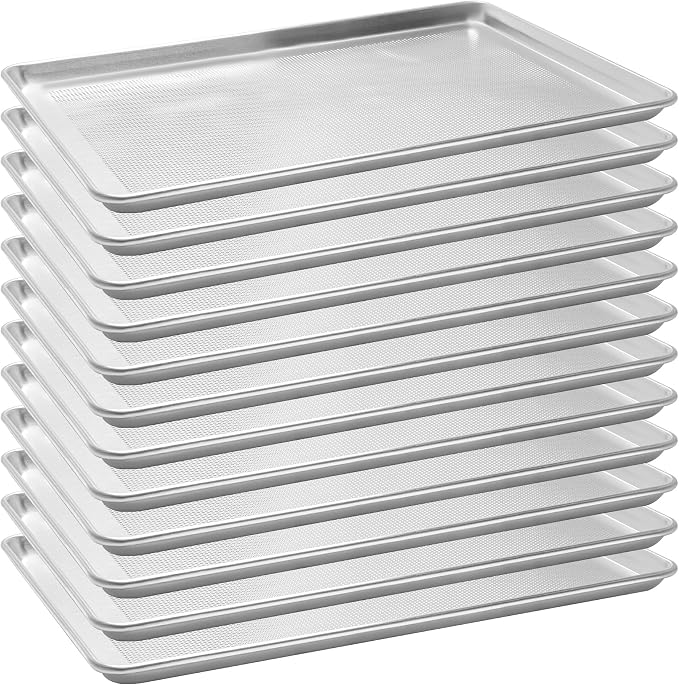 12 Pack Full Size Aluminum Perforated Baking Sheet Pan, Restaurant & Kitchen by FSUON