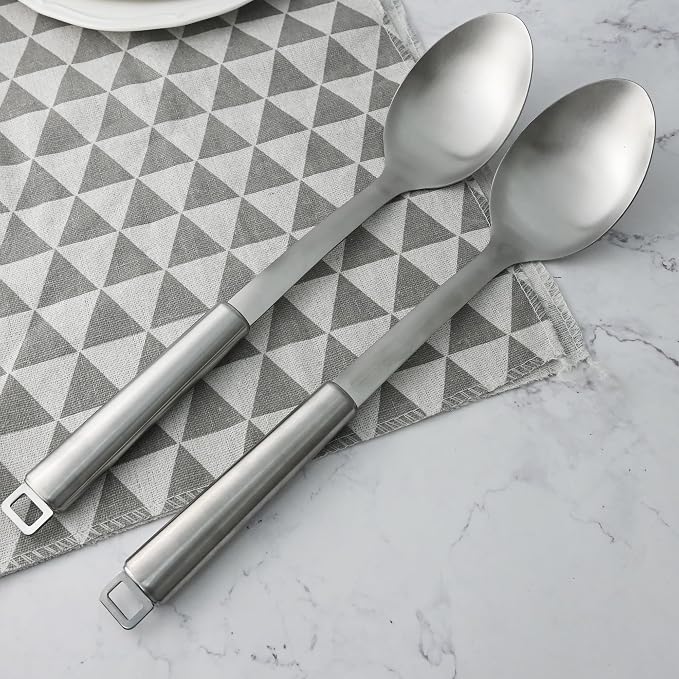 18/0 Stainless Steel Cooking Spoons Set, Serving Spoon & Slotted Spoon - Image 6
