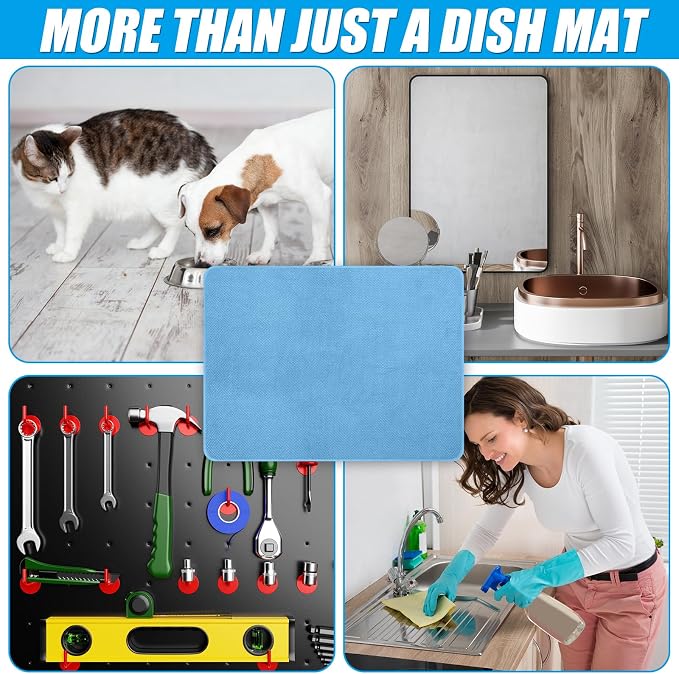Hushee 2 Pack Extra Large Dish Drying Mat Microfiber Absorbent Dish Drying Pad - Image 5