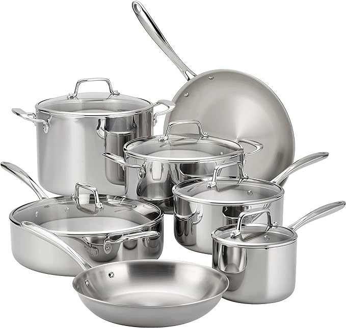 Tramontina Tri-Ply Clad Stainless Steel 12-Piece Cookware Set by Tramontina