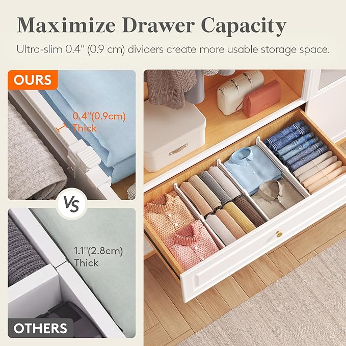 Lifewit 5" Tall 4 Pack Drawer Dividers, 30-47cm/11.5-18.5" Expandable Drawer - Image 4