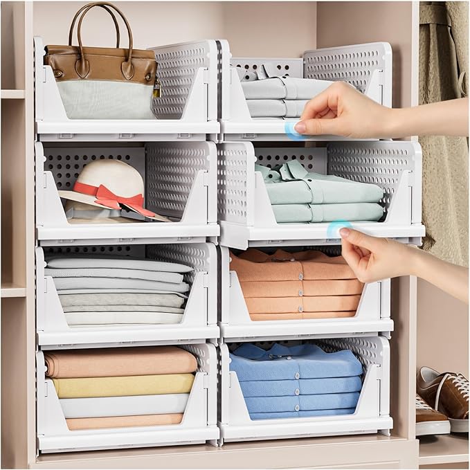 8 Pack Stackable Closet Storage Basket - Image 2