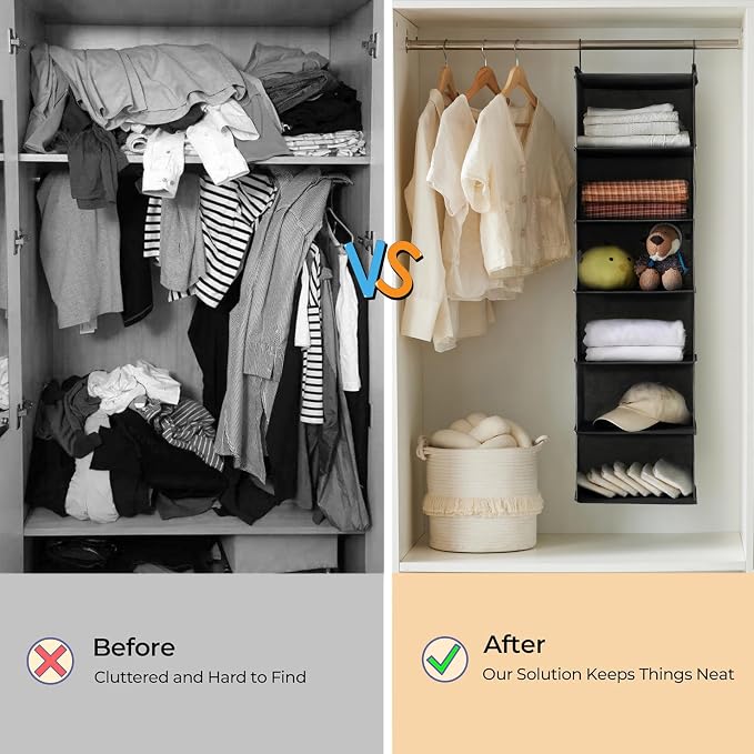 MAX Houser 6 Tier Shelf Hanging Closet Organizer, Closet Hanging Shelf - Image 8