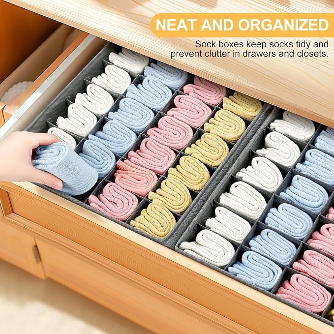 Joyoldelf Sock Drawer Organizer Divider Underwear Organizer 24-cell Fabric - Image 7