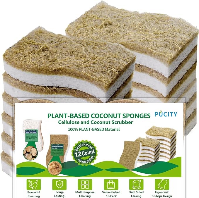Sponges Kitchen Natural Dish Sponge Plant-Based Biodegradable Compostable by Unknown
