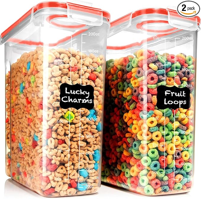 Shazo 2 Pack EXTRA Large Airtight Food Storage Cereal Containers by Shazo